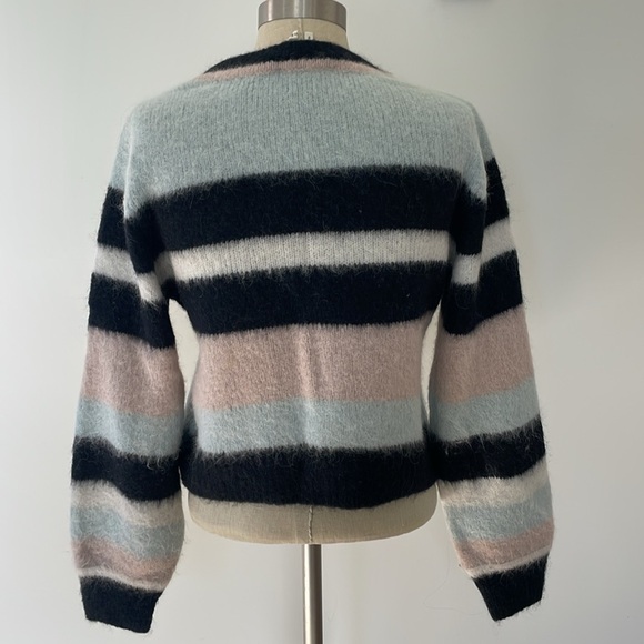 Ba&sh lady pullover Alpaca striped sweater made in Italy  - size 0 - Picture 3 of 10